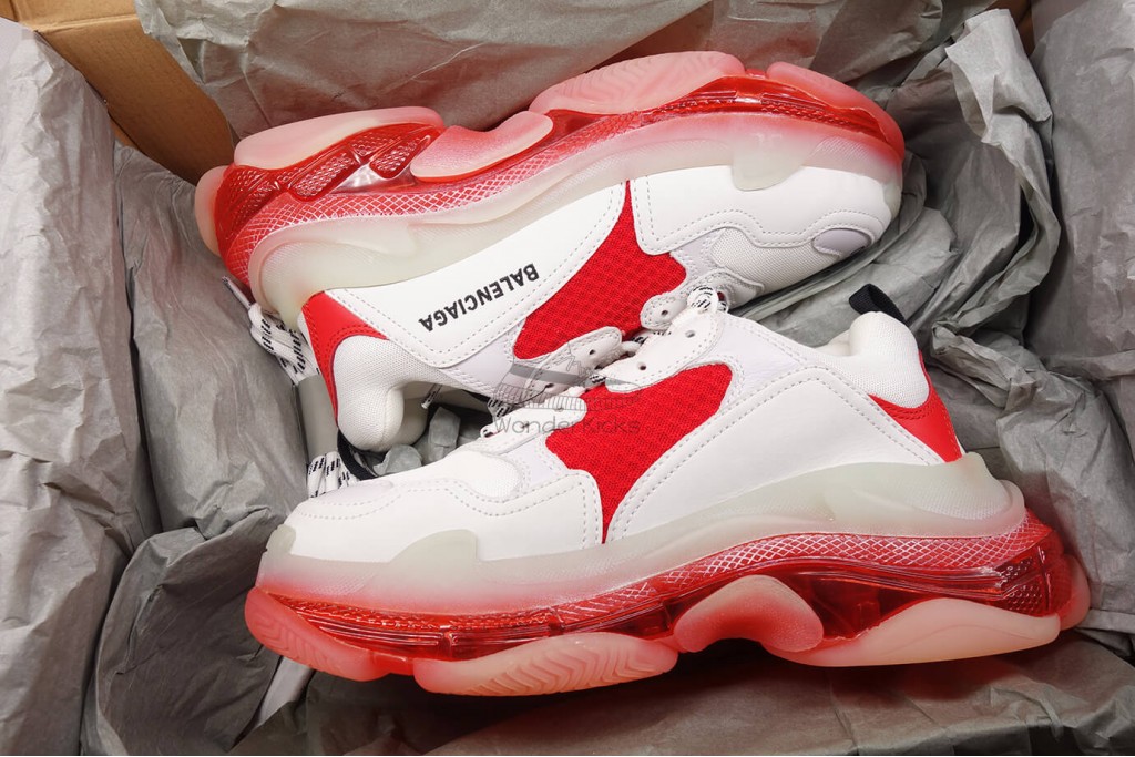 bc triple s clear sole trainer white red