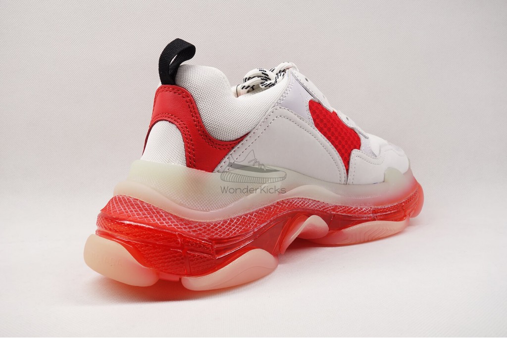 bc triple s clear sole trainer white red