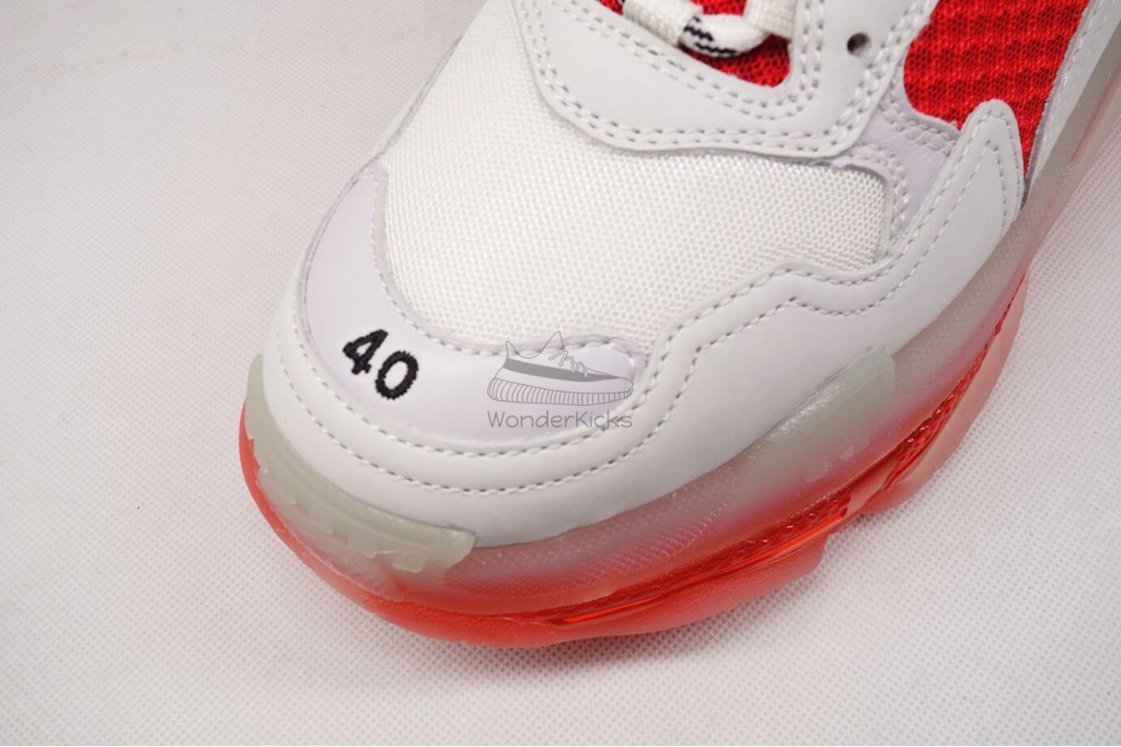 bc triple s clear sole trainer white red