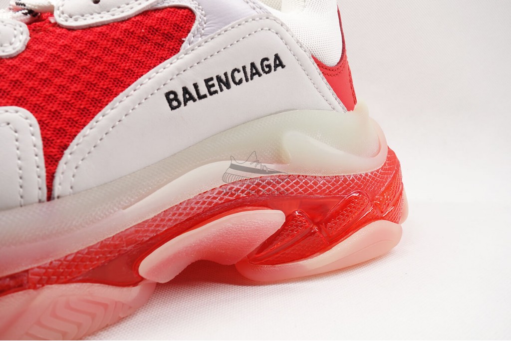 bc triple s clear sole trainer white red