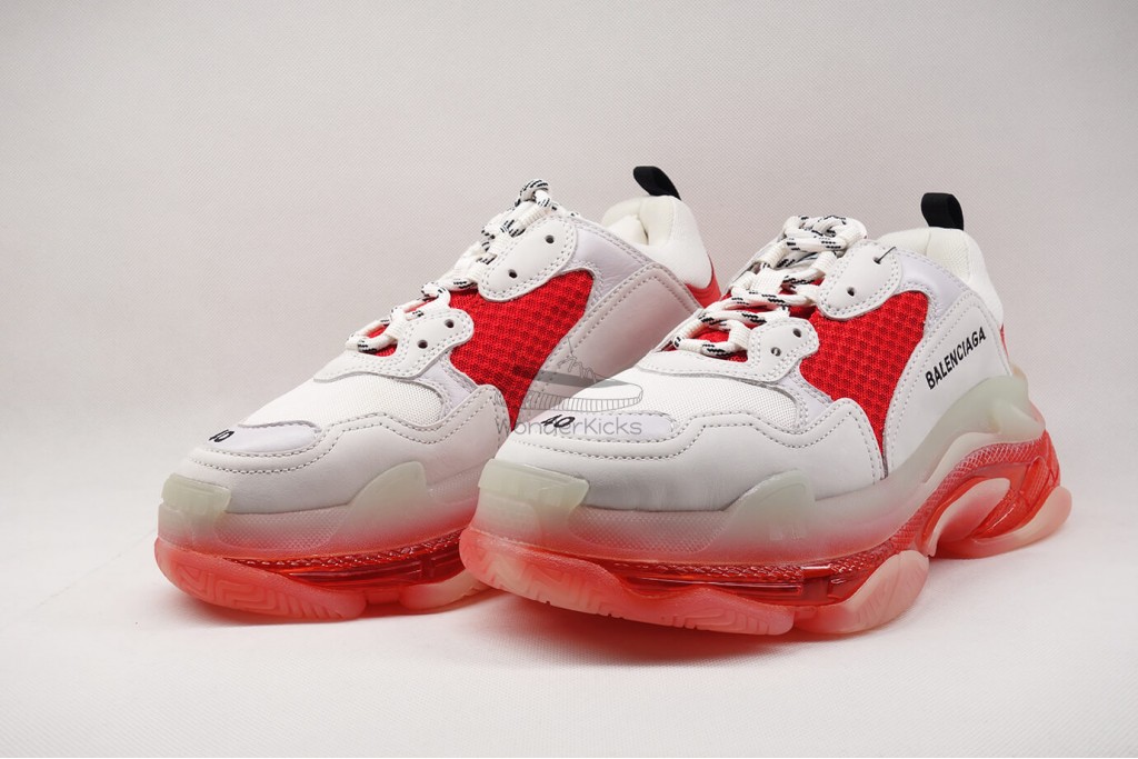 bc triple s clear sole trainer white red