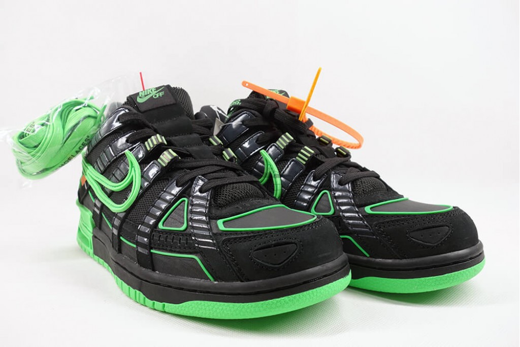 air rubber dunk off white green strike